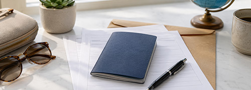 assport and visa application documents arranged for an upcoming Alaska cruise