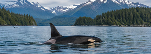 Orca whale in Alaska waters