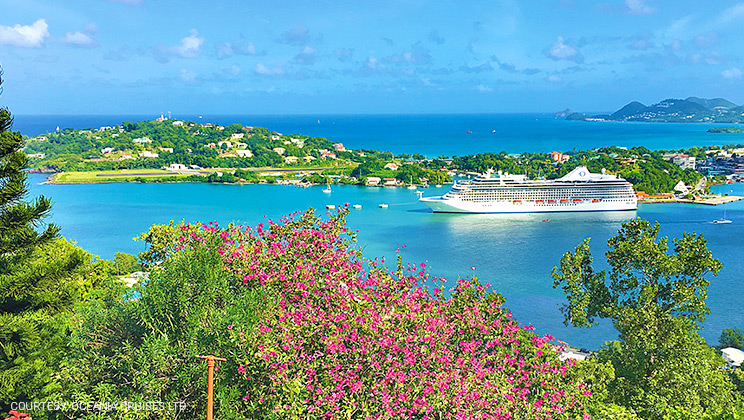 Oceania Cruises Riviera in port at St. Lucia Caribbean. Oceania Cruises Riviera in port at St. Lucia Caribbean.
