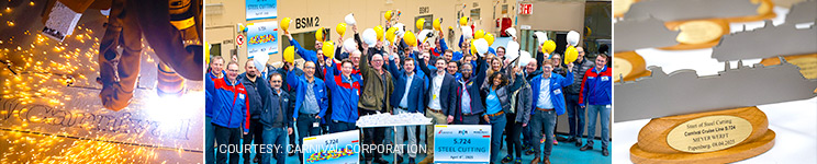 Start the music! First steel cut on Carnival Festivale