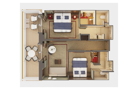 The Haven 2-Bedroom Family Villa with Large Balcony