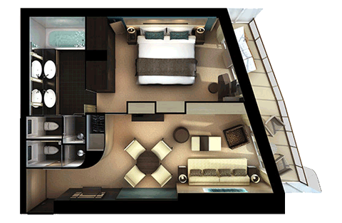 The Haven Aft-Facing Penthouse with Balcony