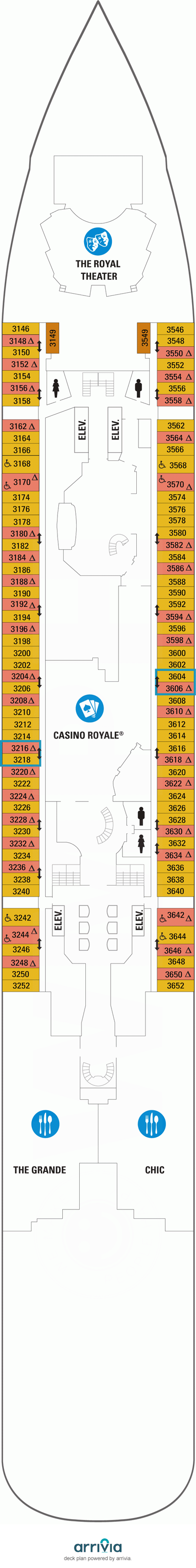 Ovation of the Seas Deck Plans | Deck 3 | What's on Deck 3 on Ovation of the Seas