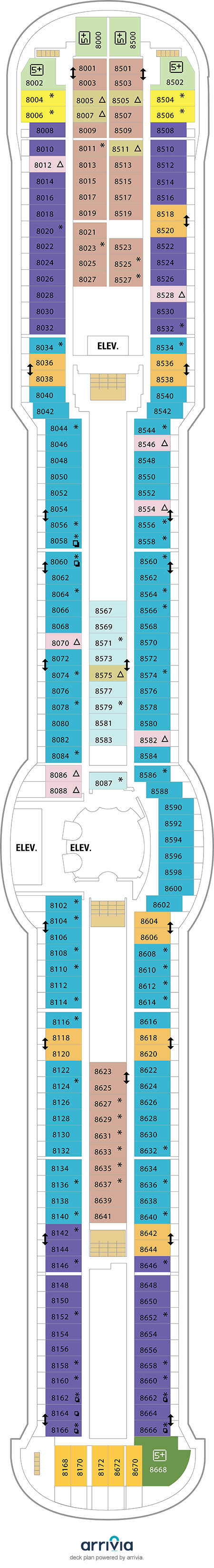 Jewel of the Seas - Category 2D - Cabin # 8538