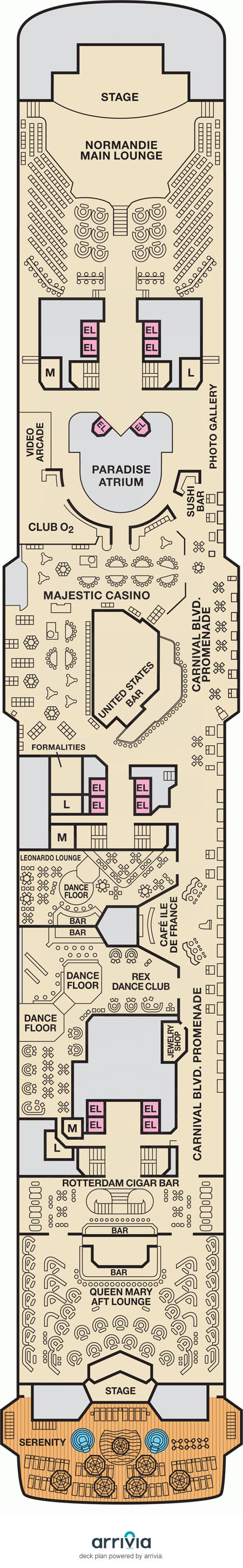 Carnival Paradise Deck Plans | Promenade Deck | What's on Promenade ...