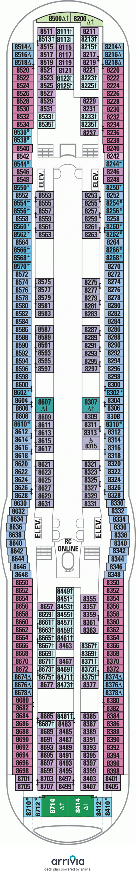 Freedom of the Seas Deck Plans | Deck 8 | What's on Deck 8 on Freedom of the Seas | CruiseCheap.com